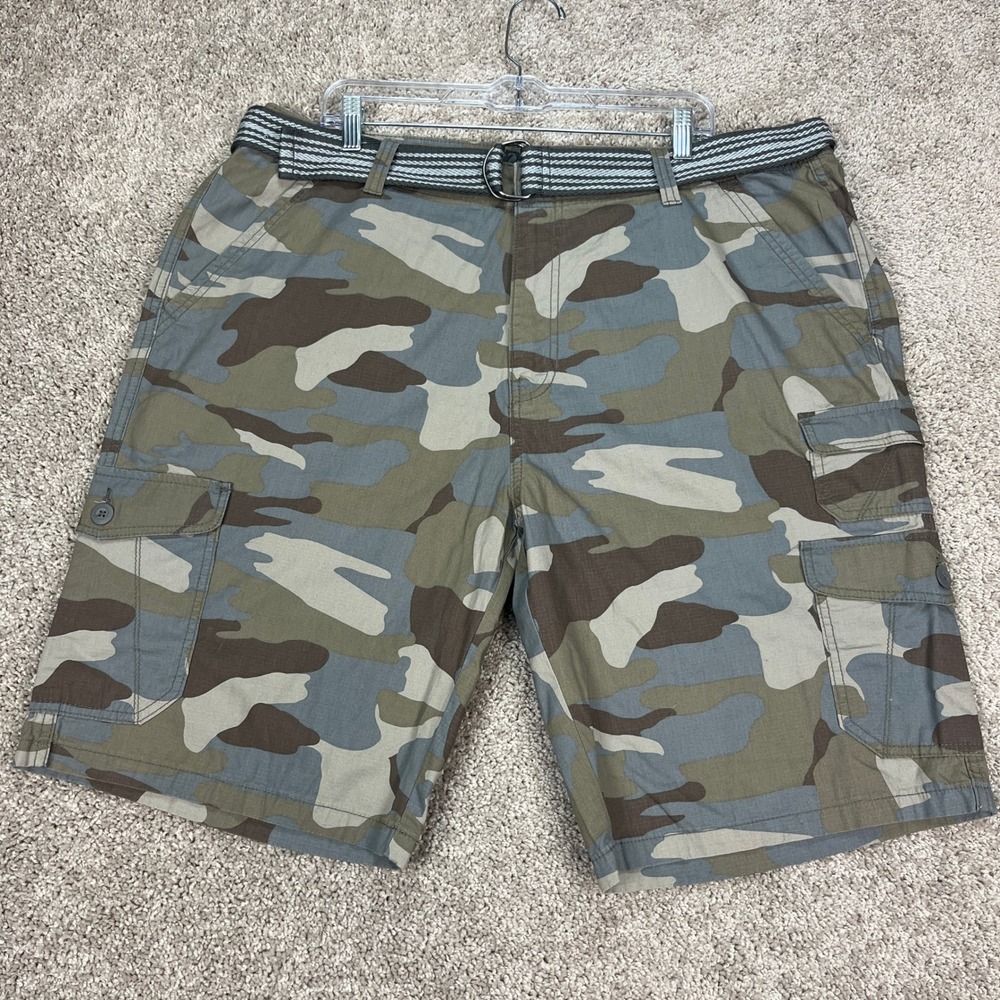 Plugg Camo Cargo Shorts‎ Mens 40 Belted Casual Outdoor Summer Lightweight